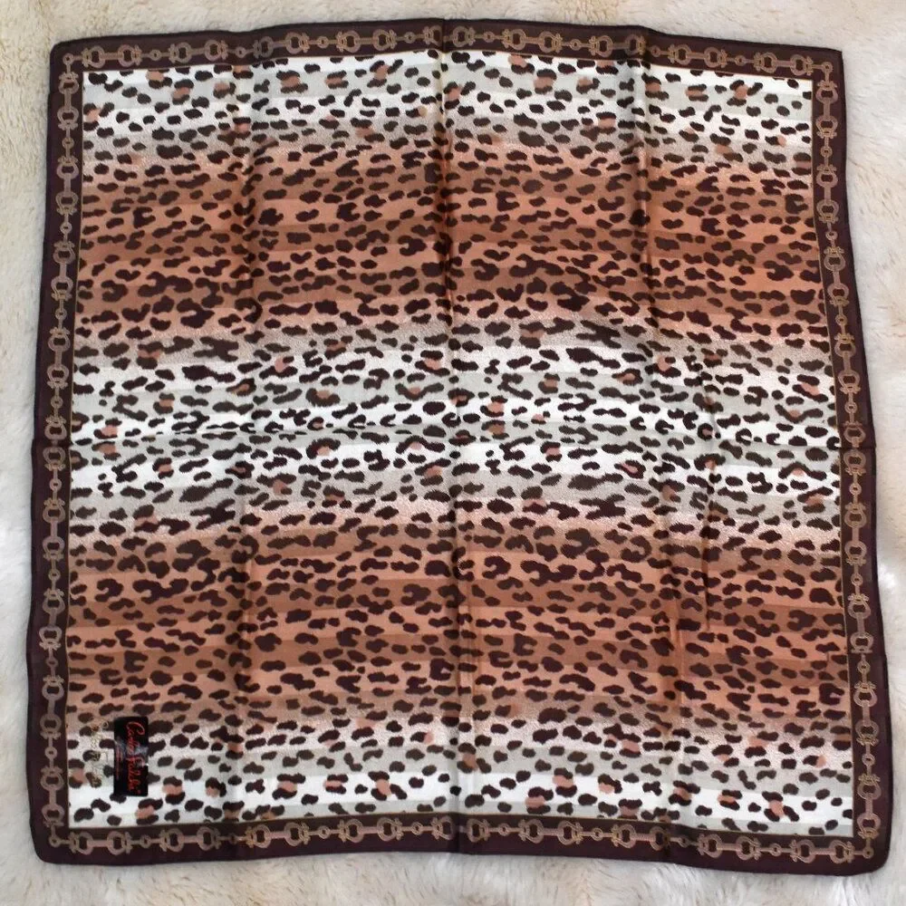 Carlos Falchi Vintage Silk Scarf Leopard Print 18